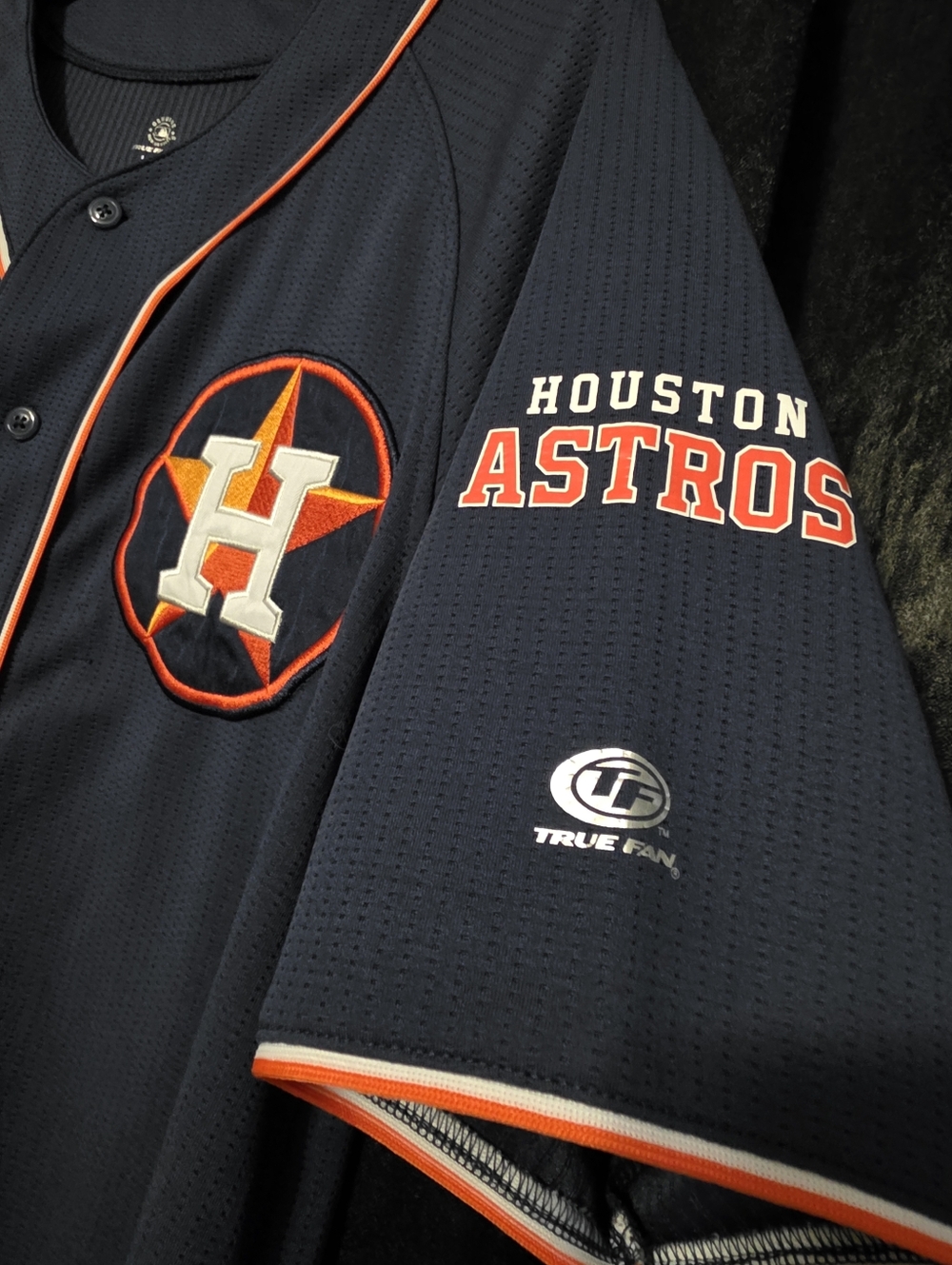 Houston Astros Navy & Orange Jersey - Official Team Logo True Fan Mens LARGE